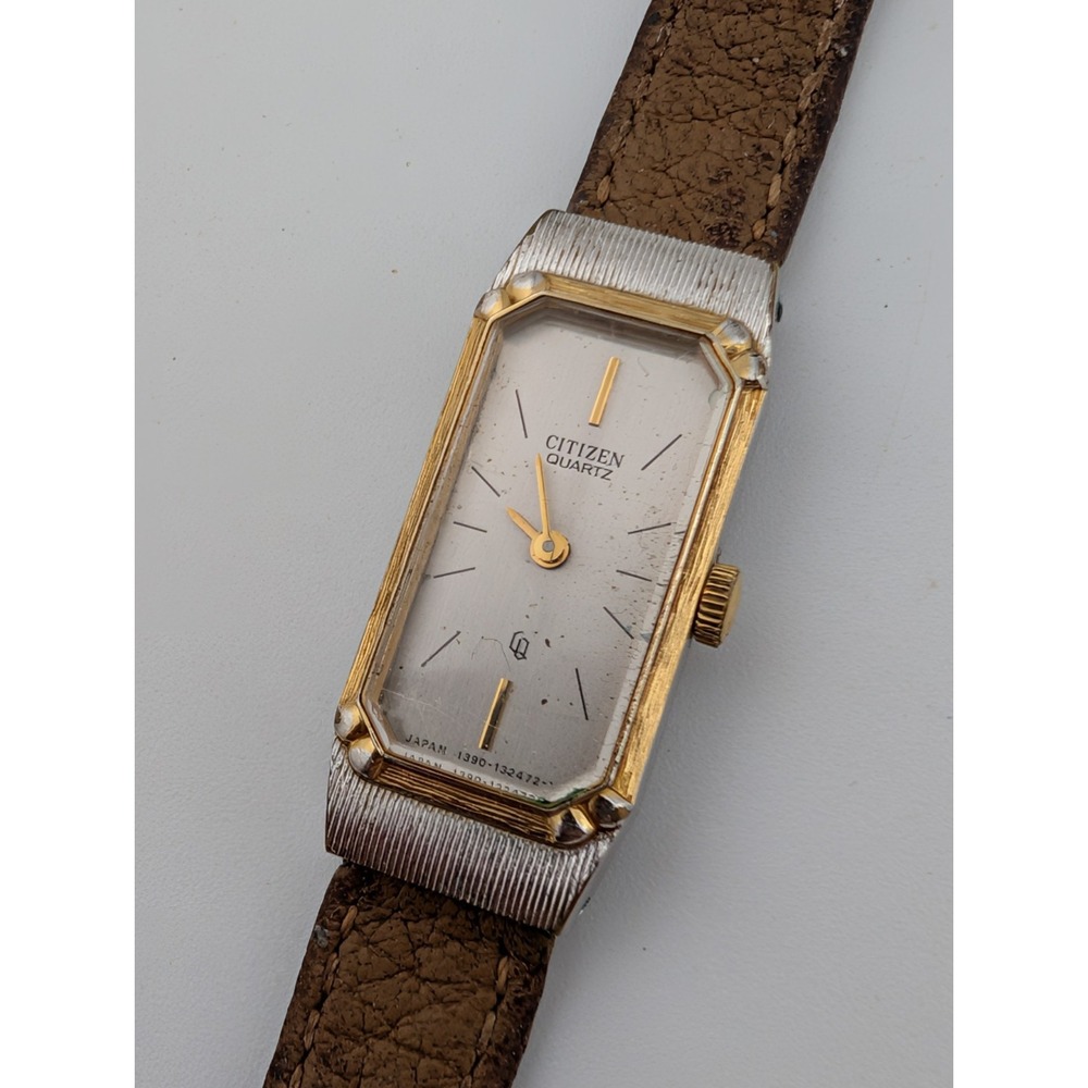 Citizen CQ Women's Watch 13mm Silver Case Brown Leather Band- New Battery